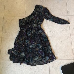Black paisley short cocktail dress